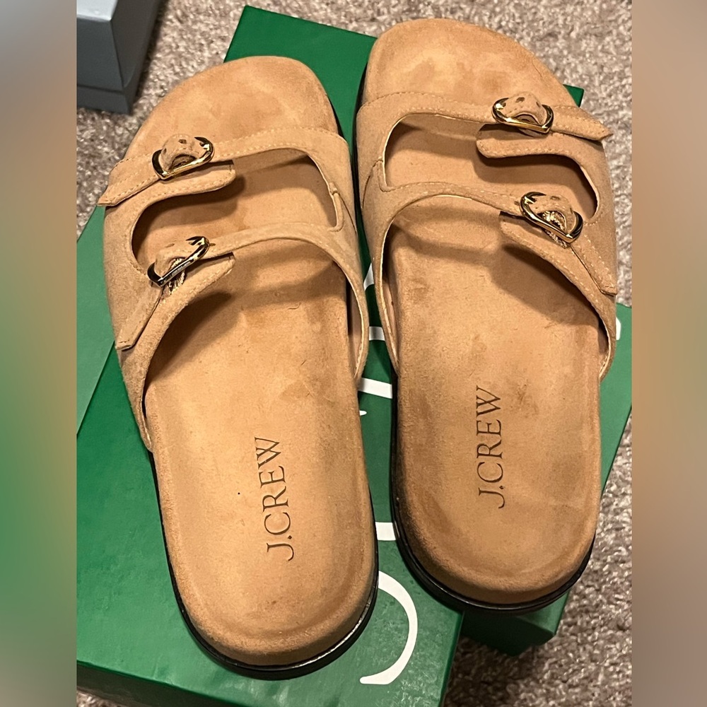 🌸J. Crew Suede double buckle Sandals